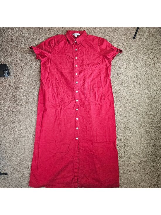 Casual Corner Annex Dresses & Skirts - Casual Corner Annex Shirt Dress Womens 22W Red Button Front Linen Blend Y2K